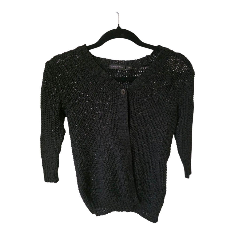 Kenneth Cole Select Black 3/4 Sleeve  Cardigan